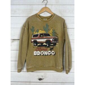 Ford Bronco Sweatshirt Girls 18 Brown Fleece Graphic Crewneck Pullover Truck